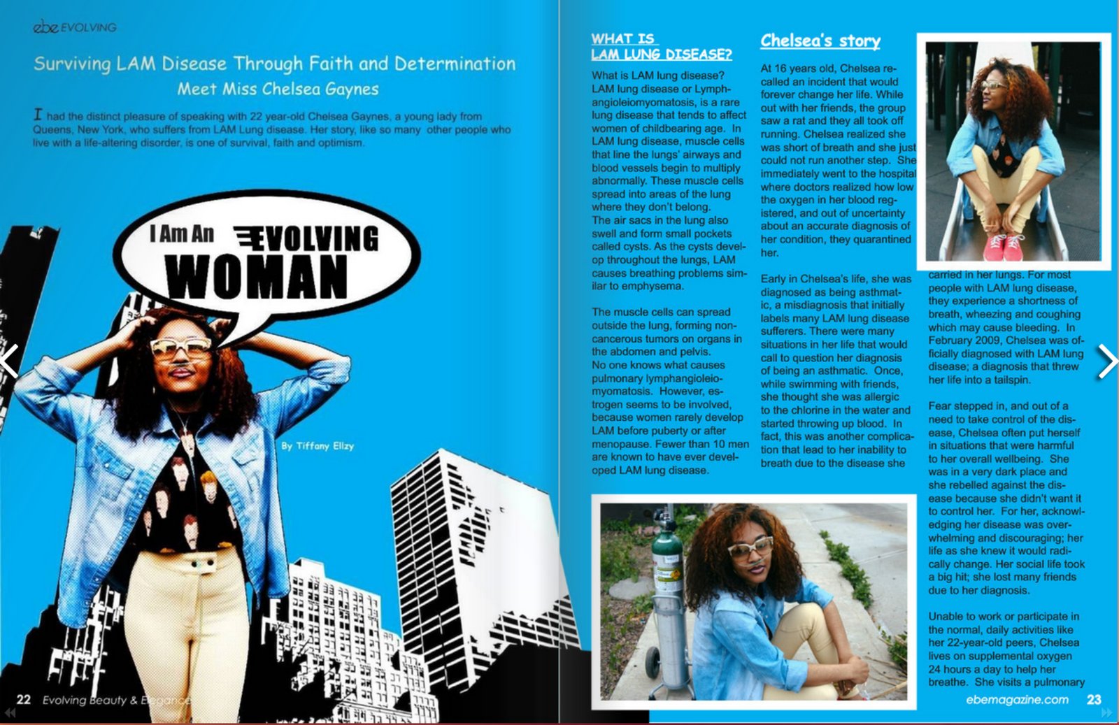 ebe: I Am An Evolving Woman, LAM article spread