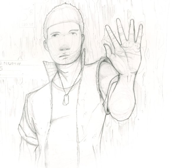 Pencil sketch, waving